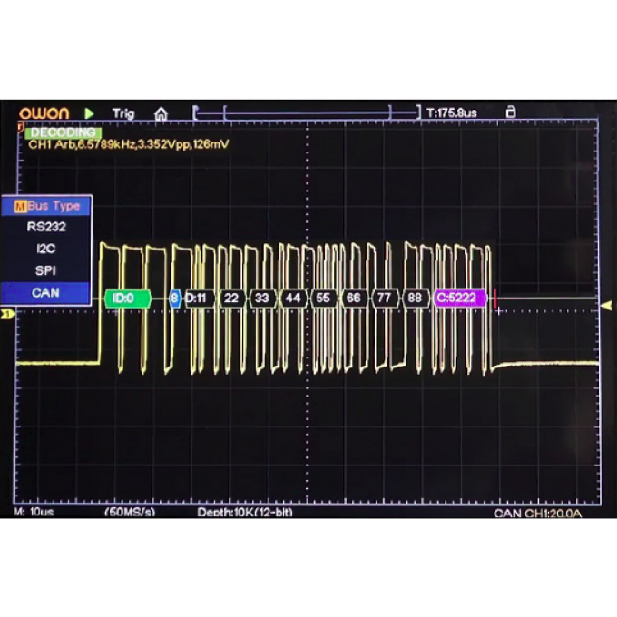 Программа для декодирования протоколов CAN OWON Bus Decoding CAN BUS-DECODING-CAN